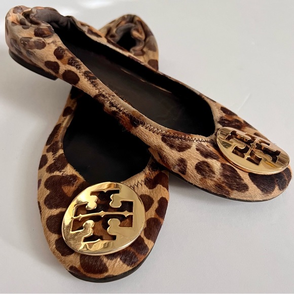 Tory Burch Cheetah Ballet Flats Reva cow hair animal print 7.5 made in Brazil - Picture 8 of 16